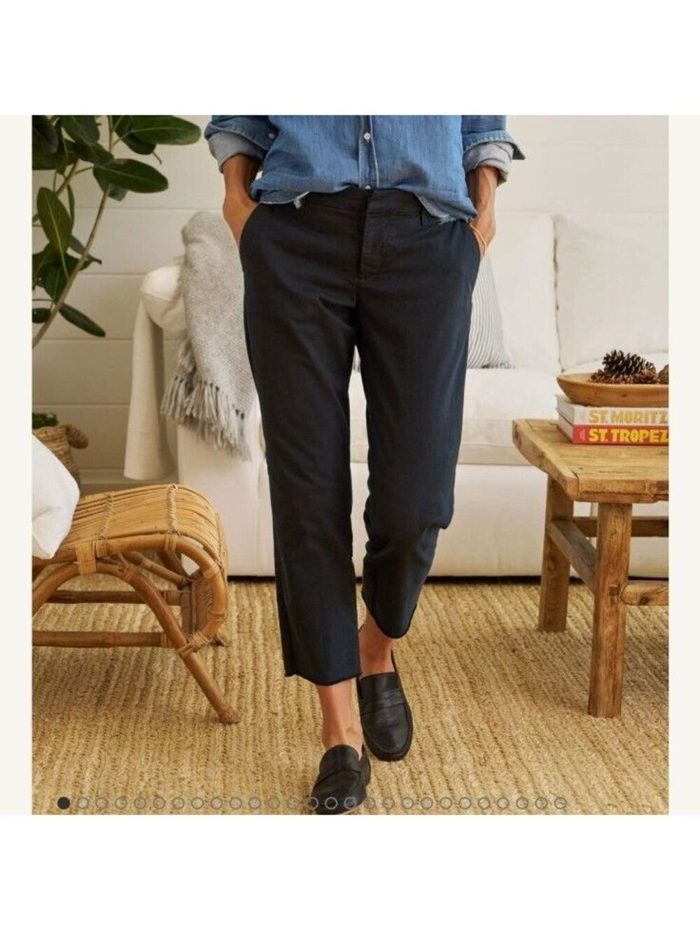 Frank & Eileen Washed Black Ink Wicklow Cotton Fall Pants Size 8